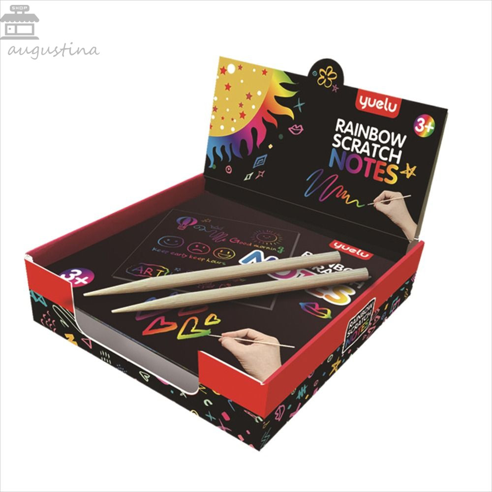 AUGUSTINA Scratch Art กระดาษ DIY ของเล่นมินิเรขาคณิต 100 PCS Scratch Art Craft ของเล่นเด็ก Rainbow S