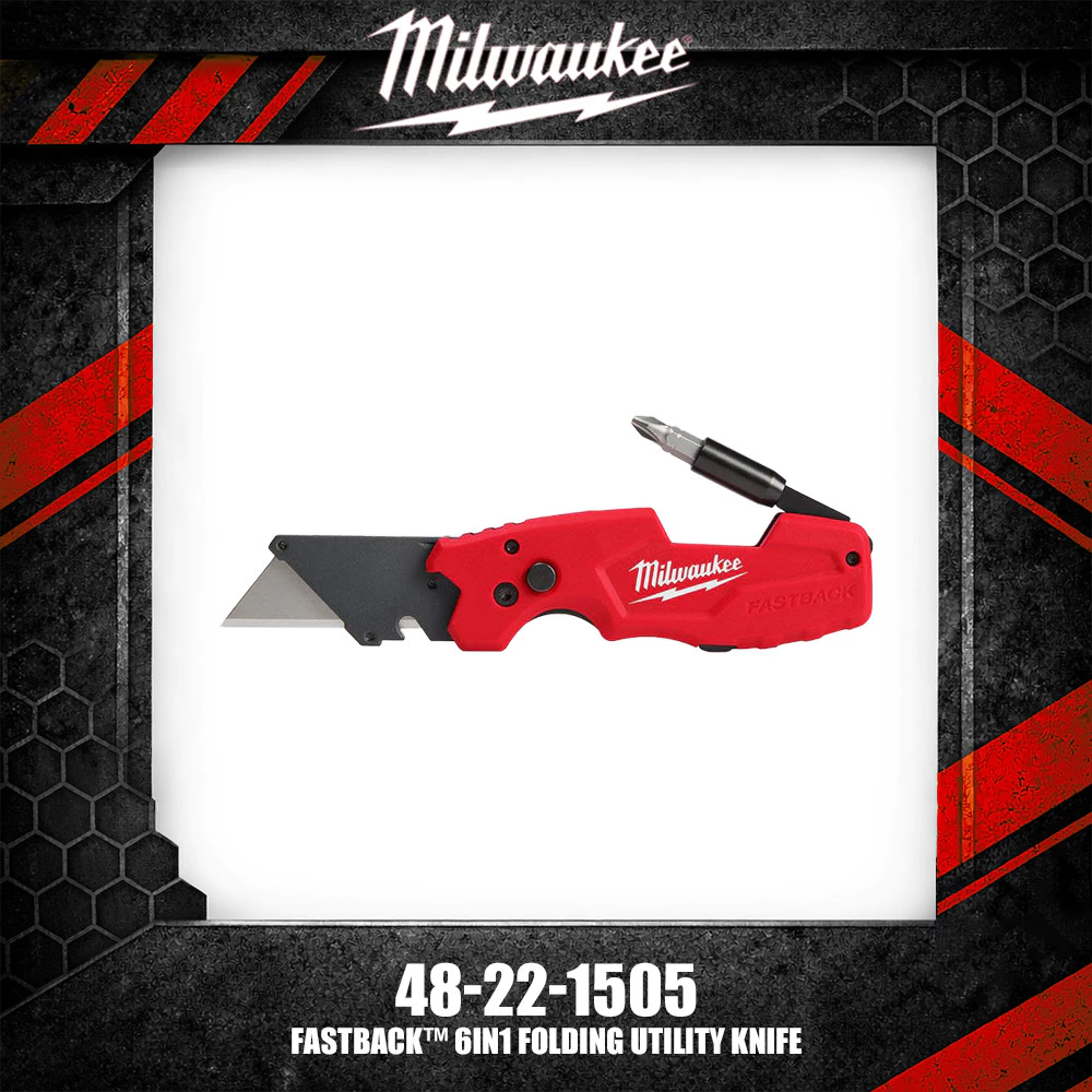 Milwaukee 48-22-1505 FASTBACK™ 6ใน1 มีดยูทิลิตี้พับเครื่องมือมือ
