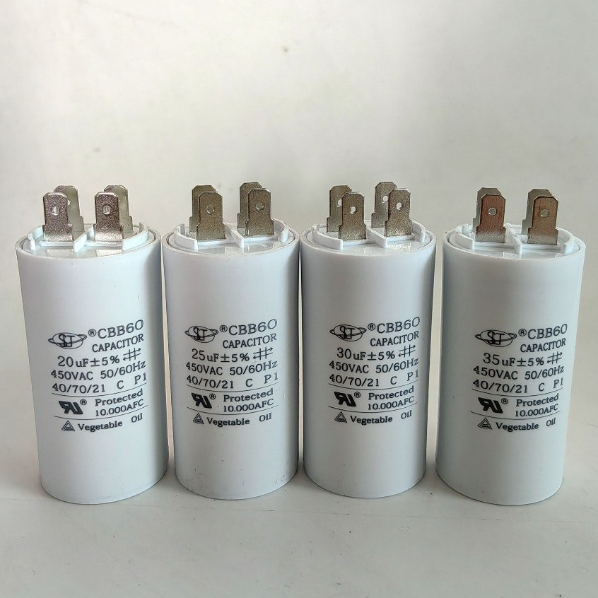 Cbb60 ตัวเก็บประจุปั๊มน้ํา 4UF~100UF 450VAC 4Pin รองรับ 2Pin
