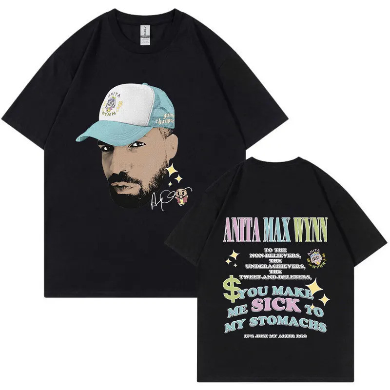 เสื้อยืดลายกราฟิกมีมตลก Drake Anita Max Wynn สำหรับผู้ชายและผู้หญิง แฟชั่นฮิปฮอป เสื้อยืดโอเวอร์ไซส์
