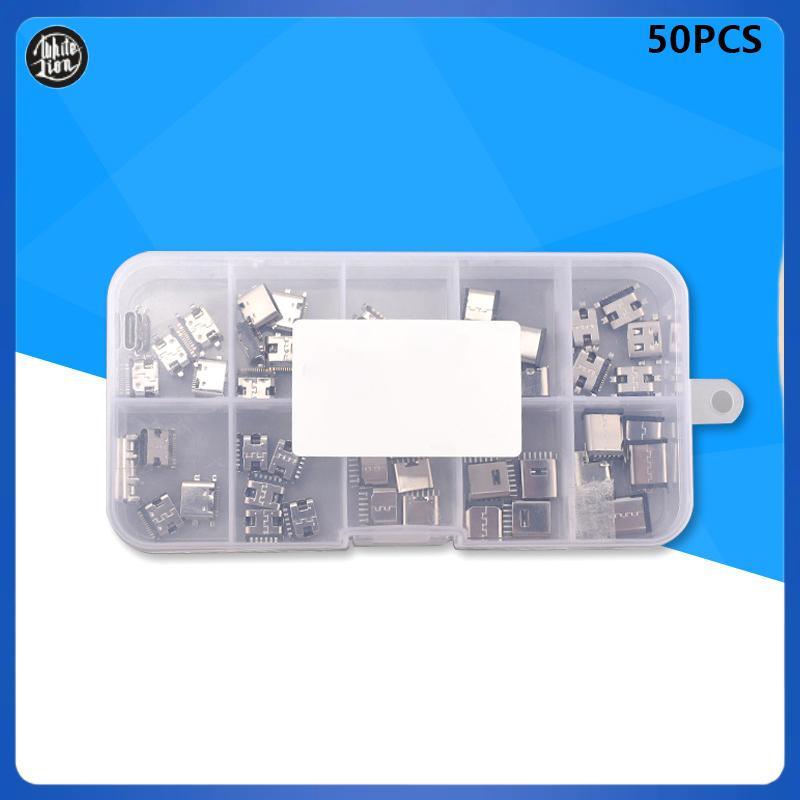 WL| 100 ชิ้น/กล่อง 10 รุ่น Type-C USB ชาร์จ Do Connectors ผสม 6Pin และ 16Pin ใช้สําหรับโทรศัพท์และผล