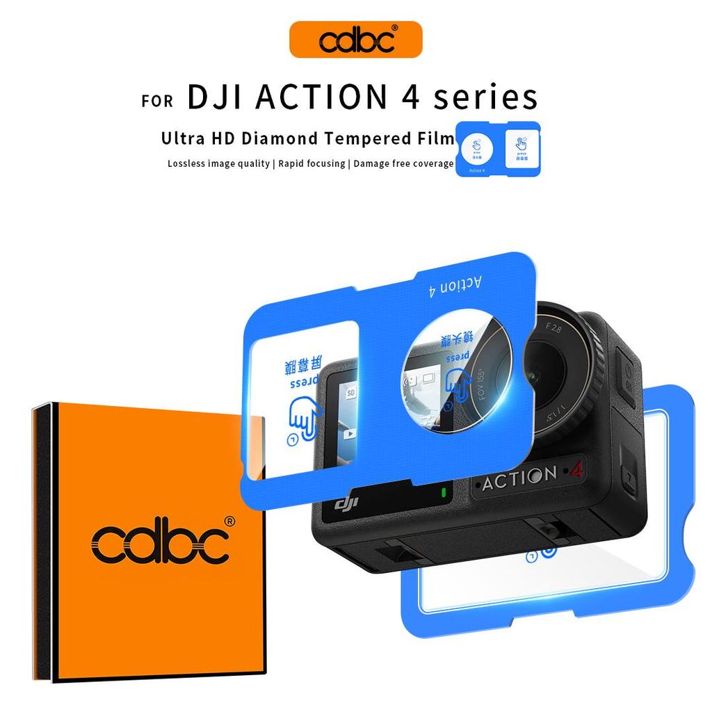 CDBC กระจกเทมเปอร์เลนส์สําหรับ DJI Action 4/5 Pro/6, 9H HD Clear Anti-Scratch Film