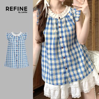(Refine by Lovito) เสื้อกล้ามผู้หญิงสไตล์สบายๆ สีฟ้าสำหรับฤด…