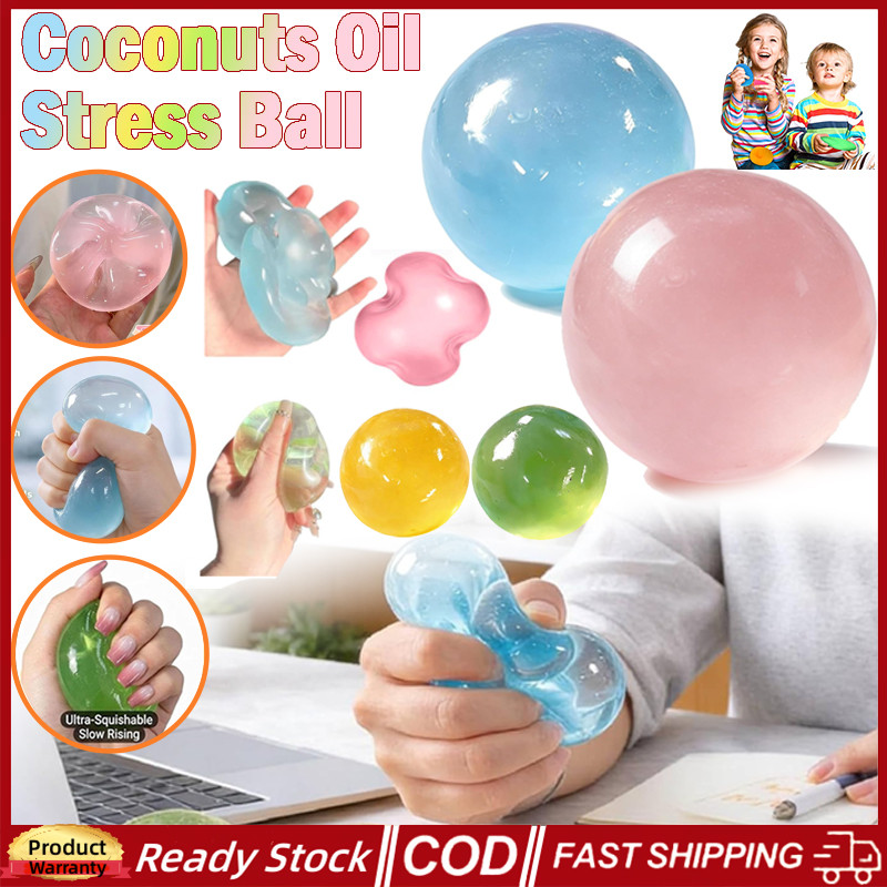 4pcs น้ํามันมะพร้าว Squishy ความเครียด Ball ช้า Rising Shapeable โปร่งแสง Sensory Fidget ของเล่นสําหรับความวิตกกังวลบรรเทาความเครียดบรรเทาบีบของเล่นสําหรับเด็กผู้ใหญ่