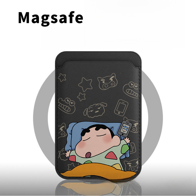 การ์ตูนการ์ตูน Sleeping Crayon Shin-Chan Magnetic Card Holder เหมาะสําหรับ iphone17pro น่ารักสะดวก