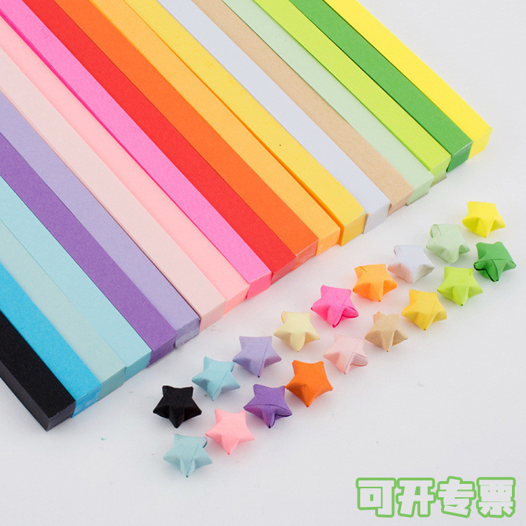 30 สี Monochrome Star Strips สีทึบ Lucky Stars Star Origami Star Strips Origami ผลิตภัณฑ์สําเร็จรูป 