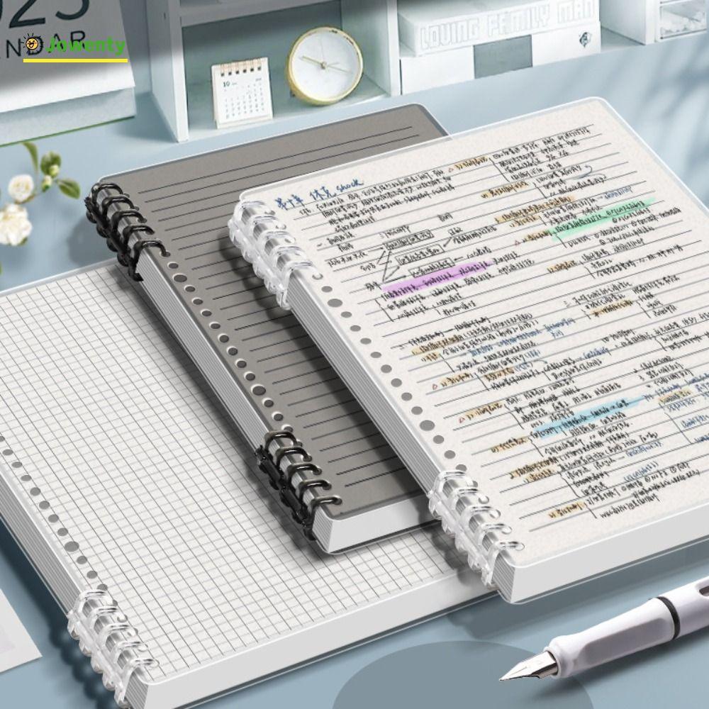 JOWENTY Notepad, แนวนอน/หน้าด้านใน A4/A5 สมุดโน๊ตแบบหลวม, หนาโปร่งใสที่ถอดออกได้ 60 แผ่นหนังสือไดอารี่นักเรียนของขวัญ