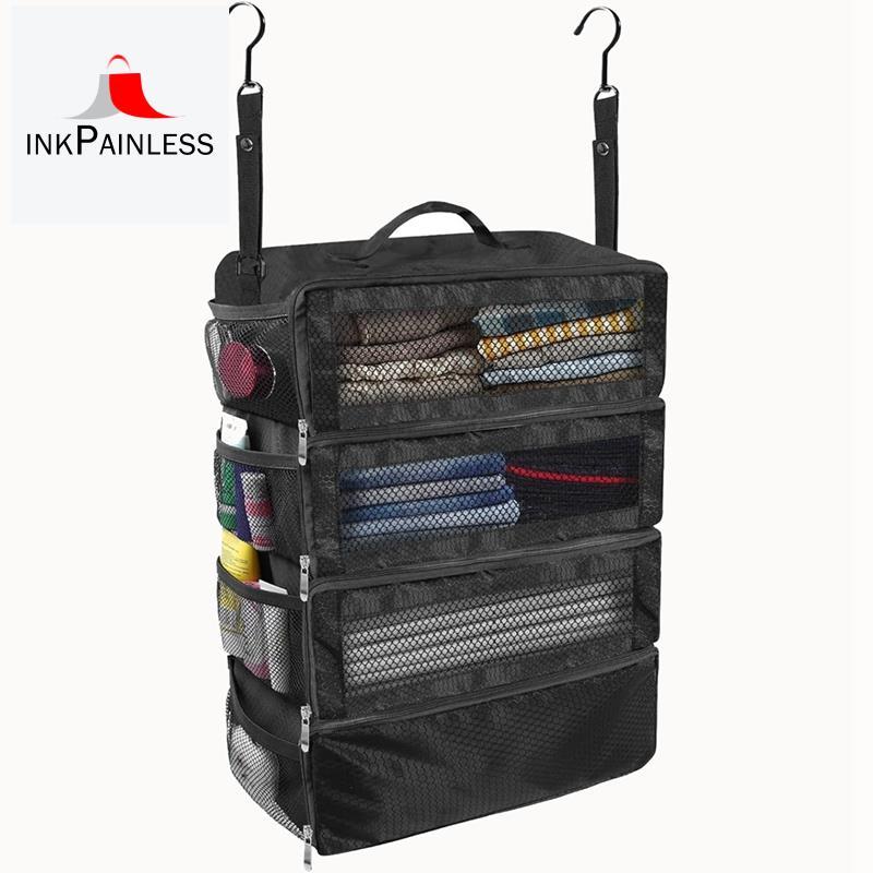 กระเป๋าเดินทางเสื้อผ้า Organizer กระเป๋าเดินทาง Packing Organizer สีดํา