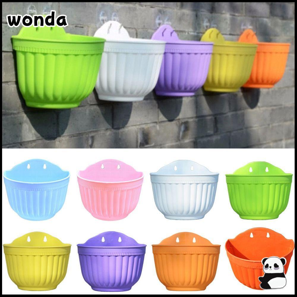 Wonda กระถางเรซิน, กระถางดอกไม้ติดผนัง DIY, บ้านสวนแขวนฉ่ําครึ่งวงกลมสีสันสดใสที่ทนทาน
