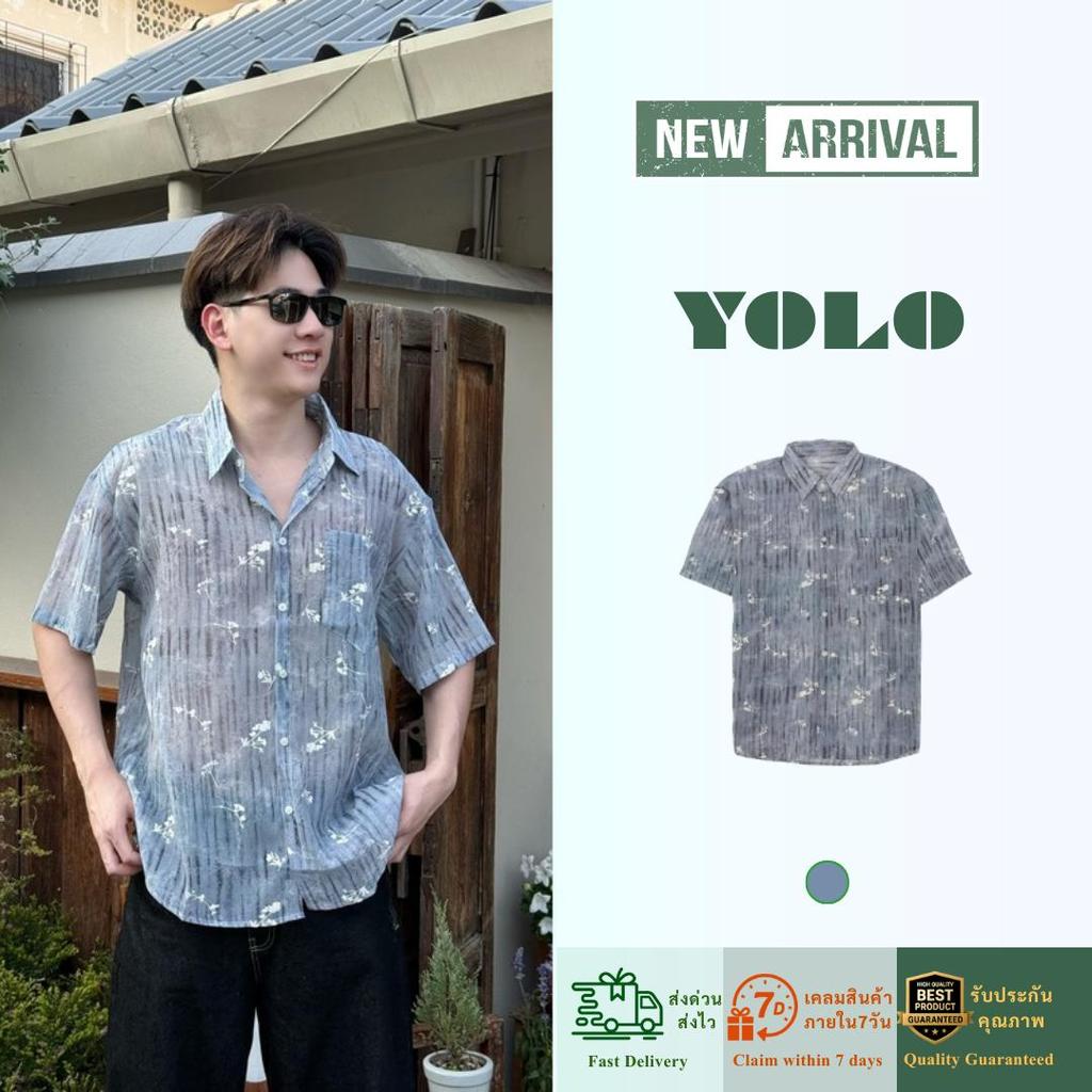 YOLOเสื้อเชิ้ตFREE SIZEเสื้อเชิ้ตแขนสั้น   เนื้อผ้าดี  ใส่สบาย ผ้าพิมพ์ลายทั้งผืน Y26330