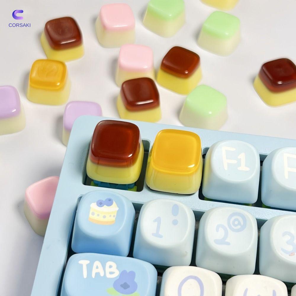 CORSAKI Jelly Pudding Keycap, เรซิ่น Cross Shaft Mechanical Keyboard Key Caps, DIY กาว Texture Jelly