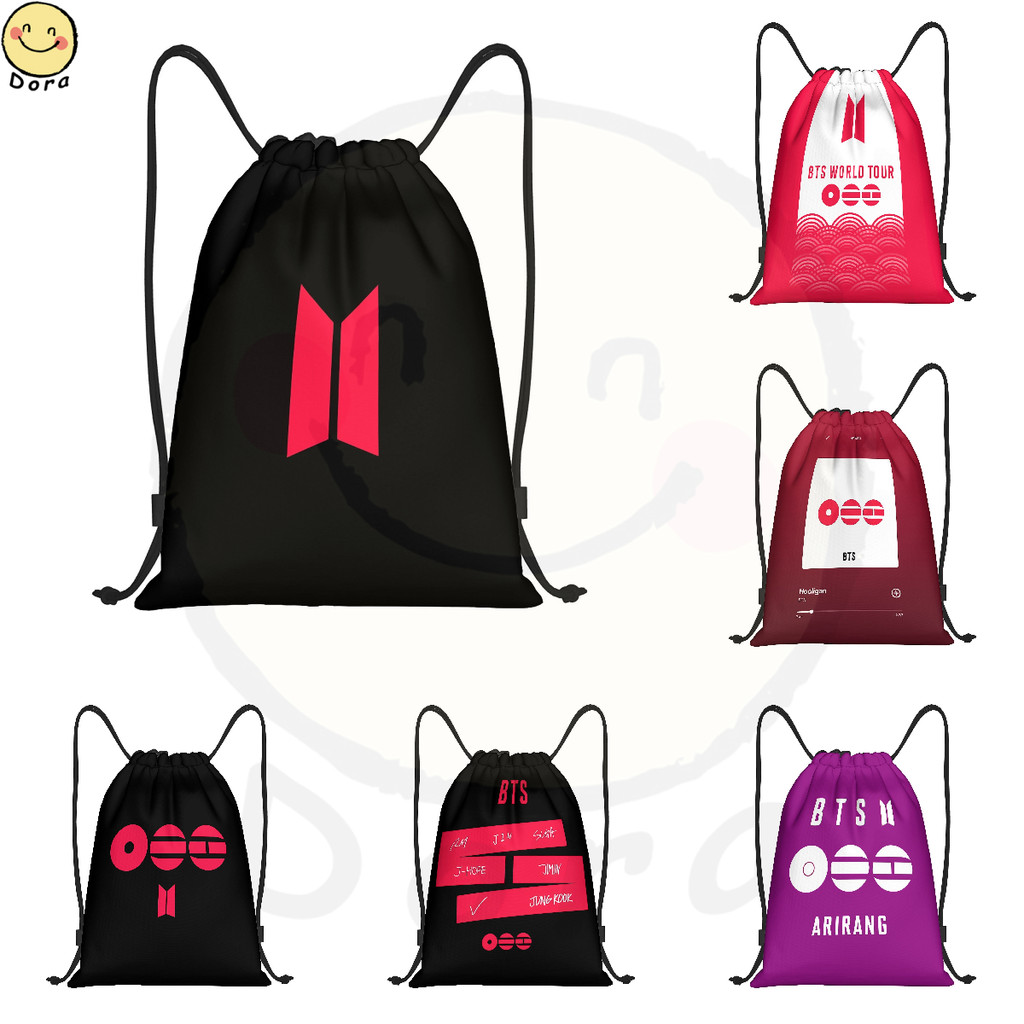 BTs Gym Sack Bag Sport Drawstring Backpack Bag for Gym Shopping Sport Yoga Outdoor Portable Backpack