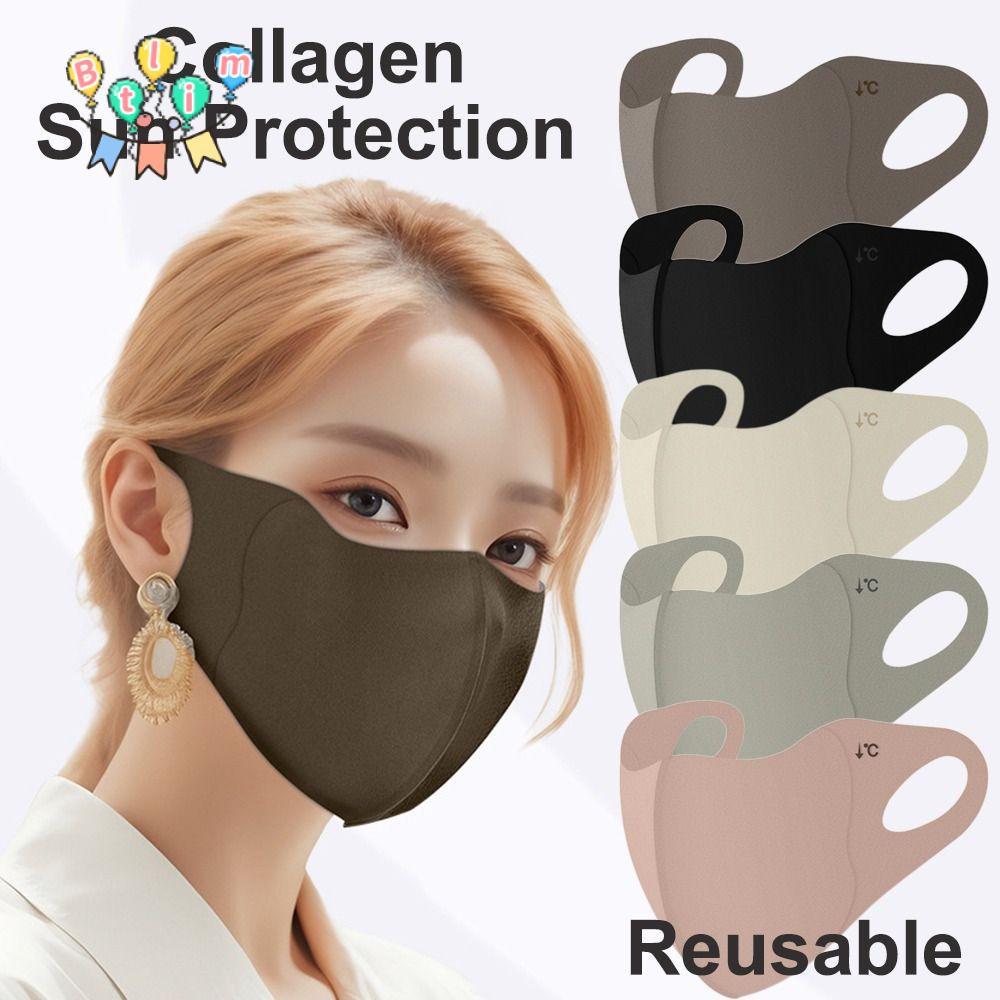 Face Shield คอลลาเจน BTLIM 1 ชิ้น, UPF50+, ไฮโดรเจลชุ่มชื่นป้องกัน UV, จากผ้าไหมน้ำแข็ง ทนทานและใช้ใ