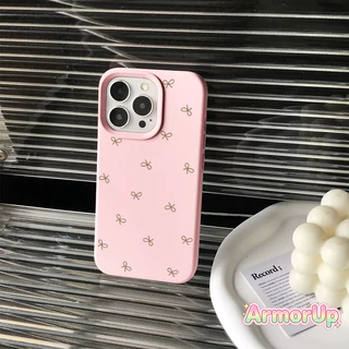 เคสไอโฟน โบว์สีน้ำตาล หนังนุ่มพื้นผิว TPU สำหรับ iPhone 11 12 13 14 15 16 ProMax X XR XS Max 7 8Plus-AP