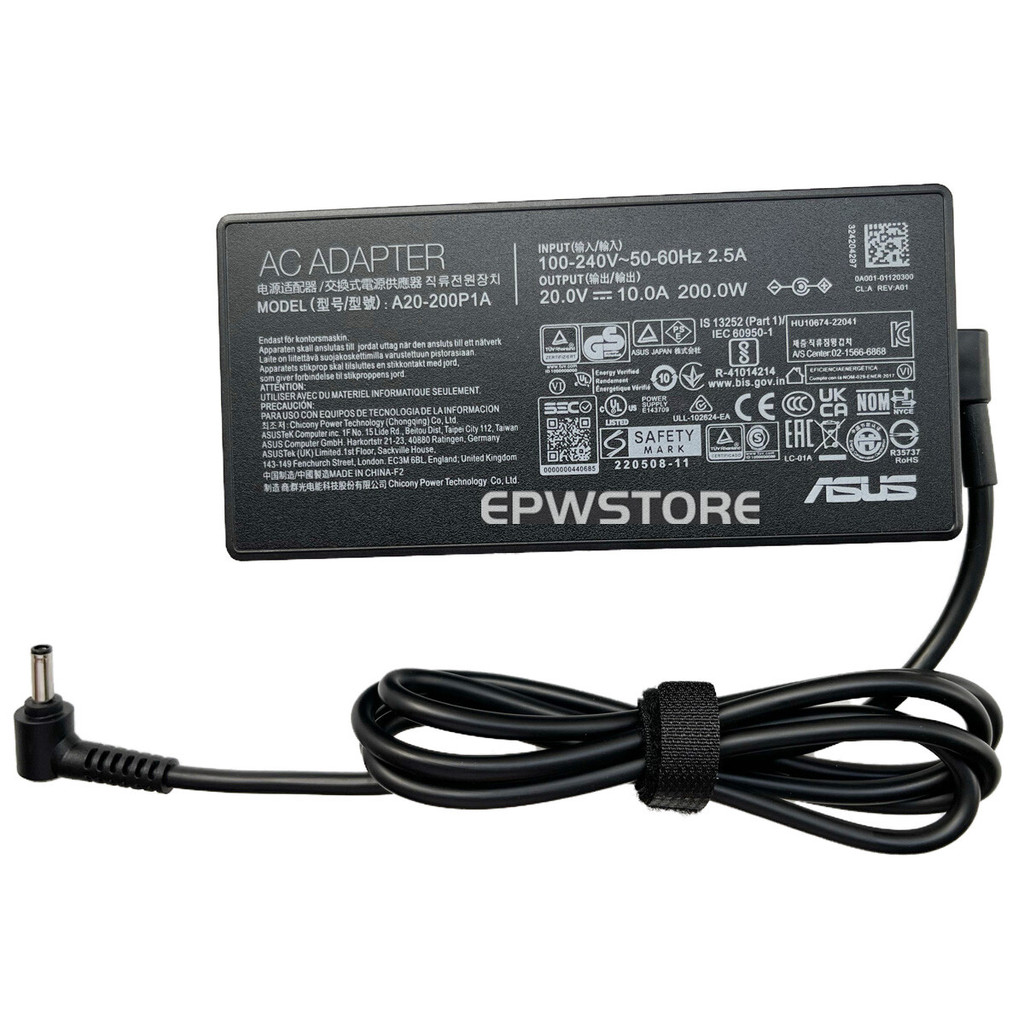 20V 200W AC Adapter Charger สําหรับ ASUS Vivobook Pro 15 OLED N6506MU-MA029 แล็ปท็อป
