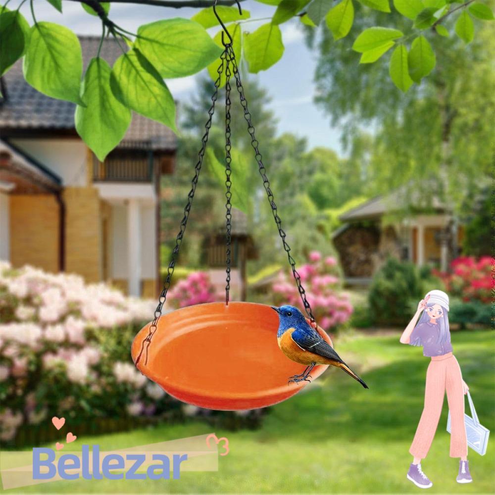BELLEZAR ถาดอาบน้ํานกทรงกลมพร้อมโซ่แขวนนก Feeder, Creative Birdbath ชามดื่มจานสวนกลางแจ้ง Yard Decor