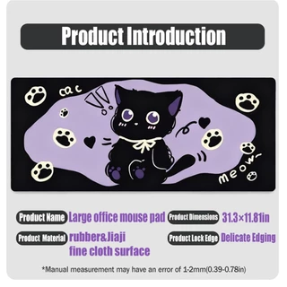 แผ่นรองเมาส์การ์ตูนแมวสีม่วง MousePad ขนาดใหญ่พิเศษ Pad Pad สาวคอมพิวเตอร์สำนักงาน ที่กำหนดเองขนาดใหญ่ Cat Anti-SLIPบ้าน