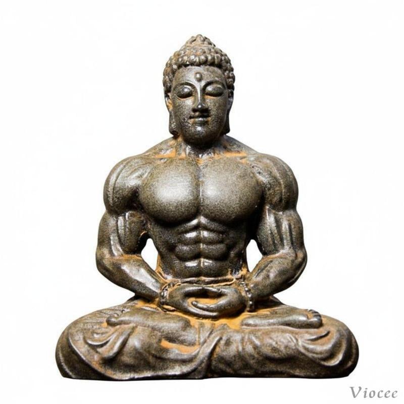 [Viocee] พระพุทธรูปกล้ามเนื้อออกแบบสร้างสรรค์ Bodybuilder พระพุทธรูปFigurine สไตล์วินเทจ Mediting Muscle Man รูปปั้นสําหรับผู้ที่ชื่นชอบฟิตเนสเดสก์ท็อปสํานักงาน