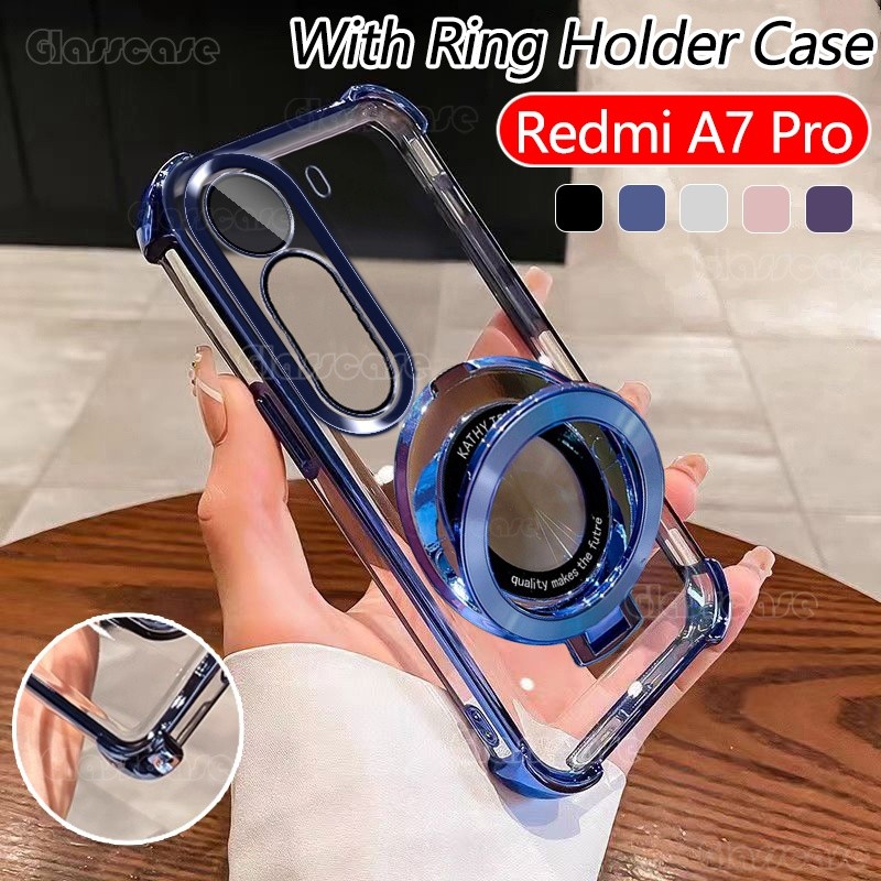 ปลอกสําหรับ Redmi A7Pro A7 A 7 Pro RedmiA7 Pro RedmiA7Pro 4G 5G 2026 Clear สี่มุม Anti Fall พร้อมผู้ถือแหวนเคสโทรศัพท์กันกระแทก Came เลนส์ป้องกันกรณีปกหลัง