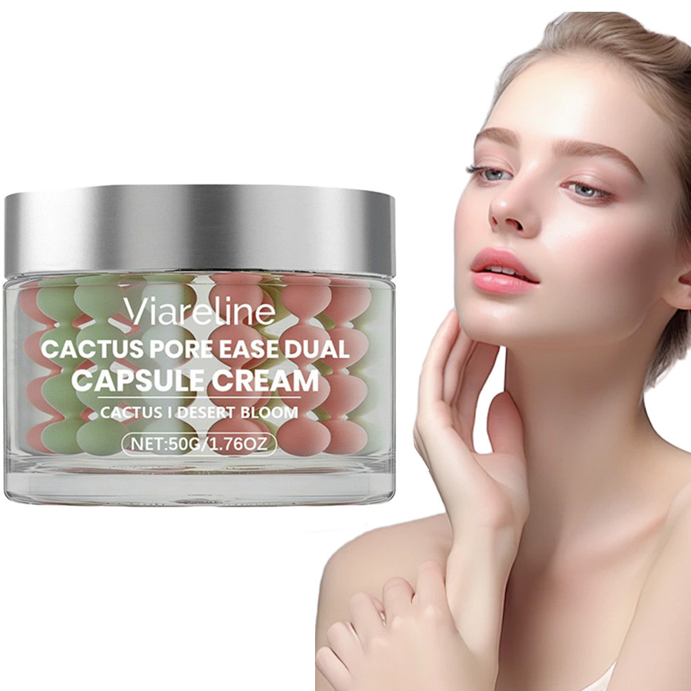 VIARELINE Pore Dual Capsule Cream – Pore Minimizing Hydrating Cream with Cactus Skin Nourishment