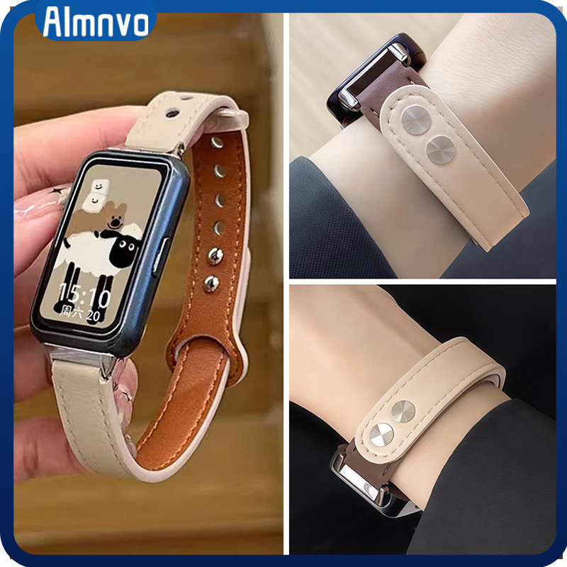 สายรัดหนังสำหรับวง for Smartwatch Huawei 11 11 Pro สายรัดกีฬาวงโลหะคู่เล็บ Bracelet สำหรับวง for Huawei 10 9 8 NFC