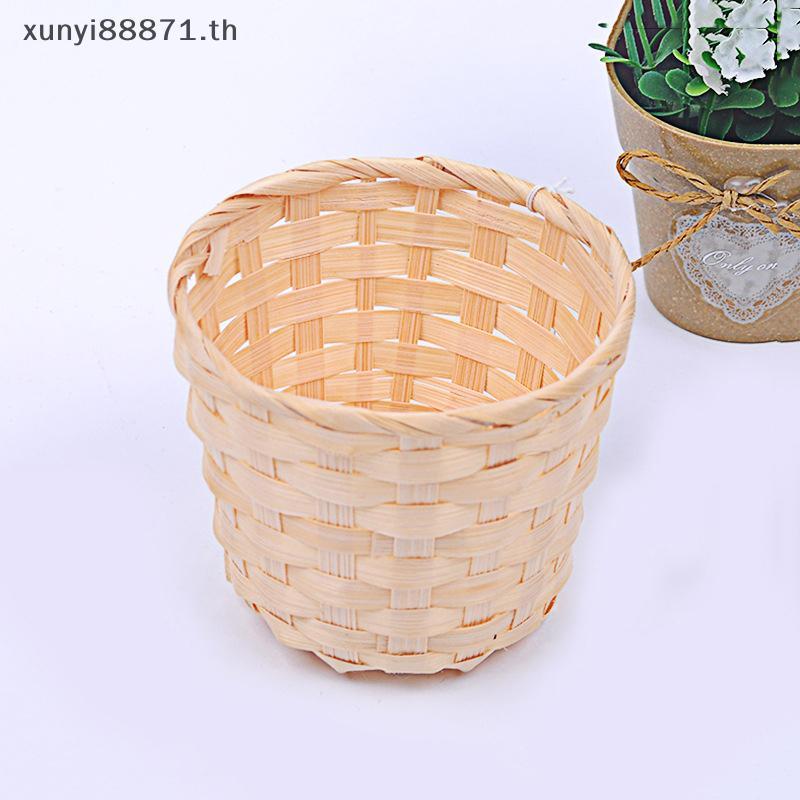 XXHZ ใหม่ Handmade ไม้ไผ่หม้อ Wier ตะกร้าฟาง Patchwork Wier หวาย Seagrass Storage Organizer เนอสเซอร
