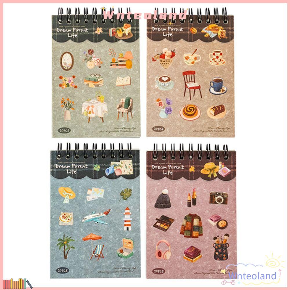 WNTEOLAND หนังสือสติกเกอร์ไดคัท, 20 แผ่น Dream Pursuit Life Series Life Theme วัสดุ, คุณภาพสูงวารสารสมุดภาพ DIY PET กรอบรูปตกแต่งอุปกรณ์เครื่องเขียน