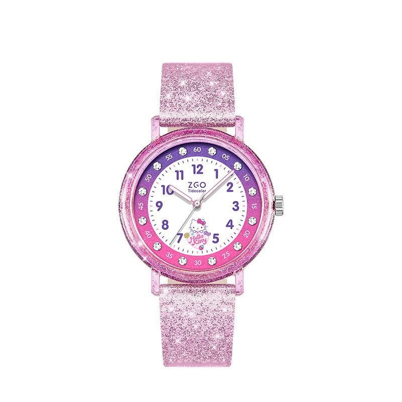 ZGO Zhenggang Sanrio Co-Branded HelloKitty Hello Kitty Shining Barbie Girl Quartz Double Scale Watch