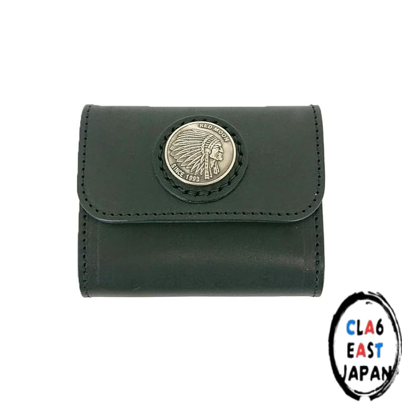 [Red Moon] Wallet Compact Mini Wallet Easy to Use Unisex Cowhide Saddle Oil Leather THW03-A30(SBK)