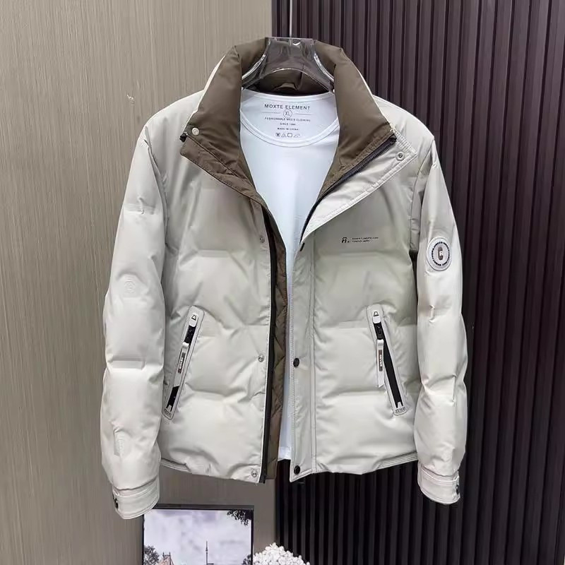 Down Jacket Mens Street Wear Tooling Stand-Up Collar Casual Ruffian หล่อ High-End หนาเย็นทนฤดูหนาว 2