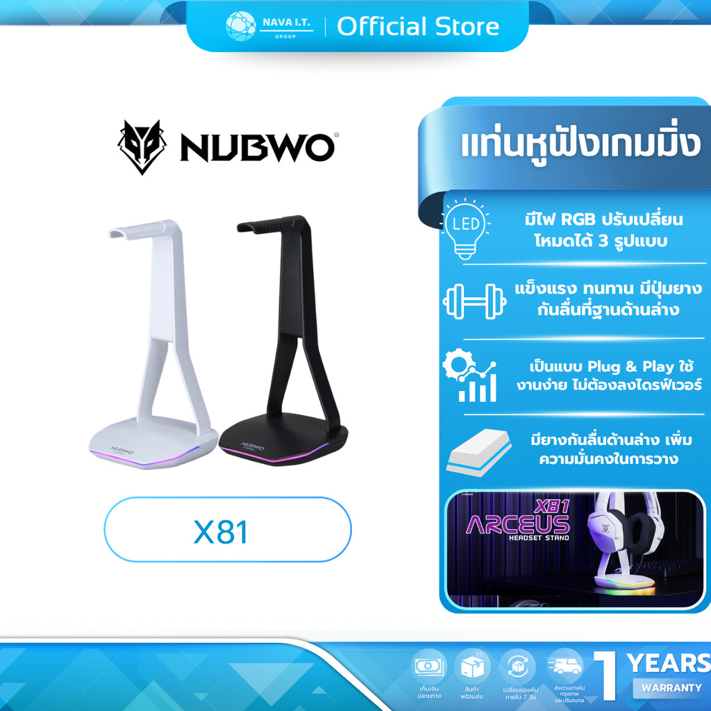 (มีส่งด่วน) NUBWO X81 HEADSET STAND มีไฟ RGB ขาตั้งหูฟัง รับประกัน 2 ปี