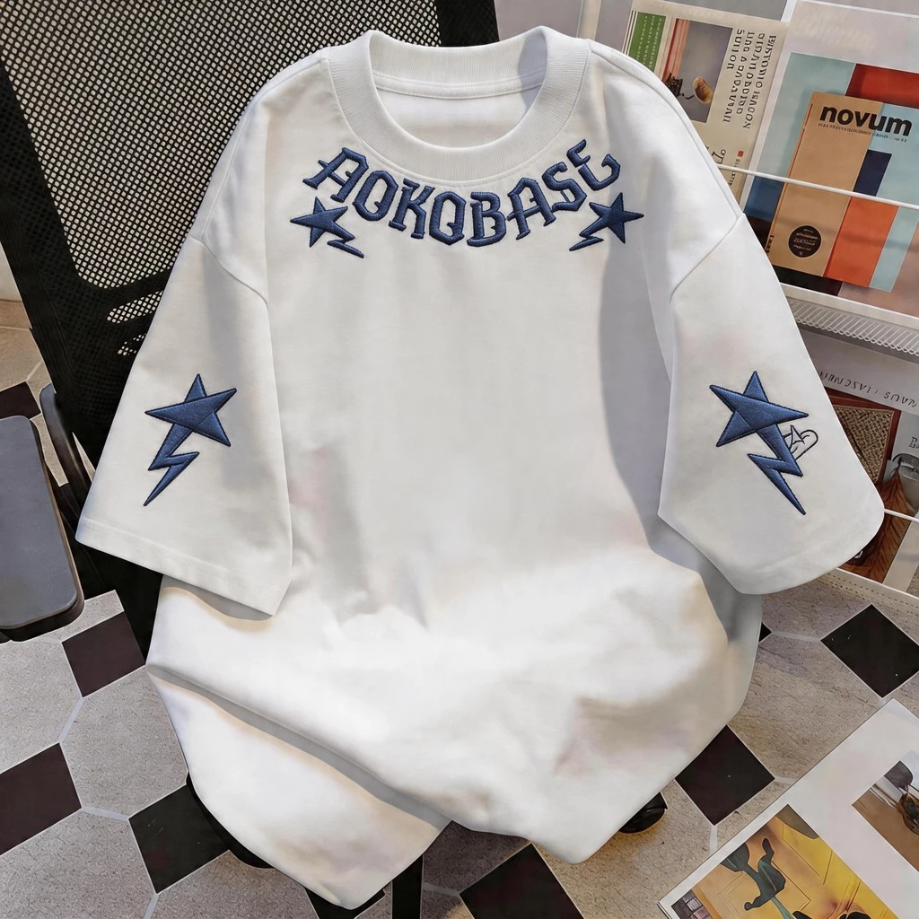 TEE·SHOP🍀 เสื้อยืด oversize เสื้อเท่ๆ เกาหลี " Thunder Star " เสื้อแฟชั่นใ เกาหลีสไตล์ พิมพ์ลาย ผ้านิ่มใส่สบาย COD📦