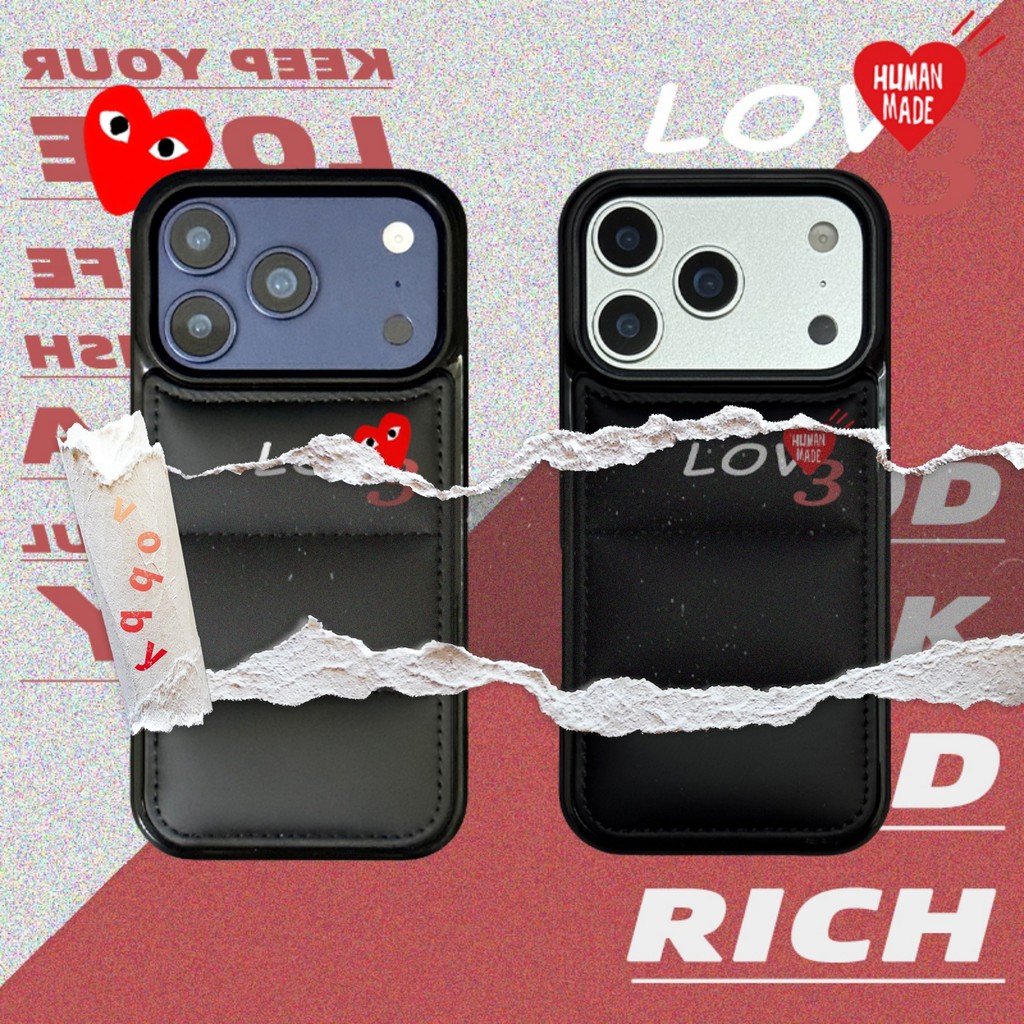 Down Jacket HUMAM MADE Lov3 Heart Label 3DขนมปังSoft Shellเคสโทรศัพท์เหมาะสําหรับIPhone17 AIR 17E 17