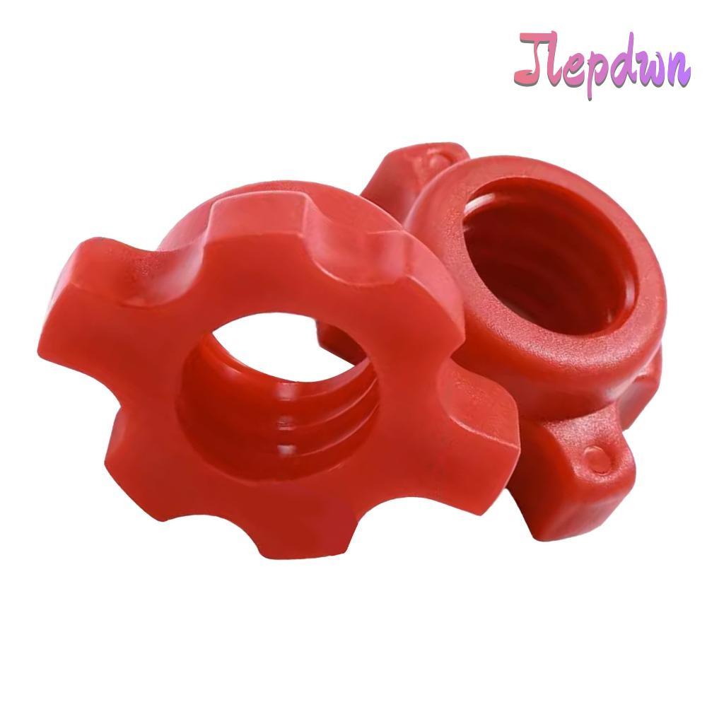 JEPDWN 4 ชิ้น Dumbbell Nuts, Anti Slip Hex Fixing Spinlock Collar, ยกน้ําหนักใช้งานง่าย Red Barbell 