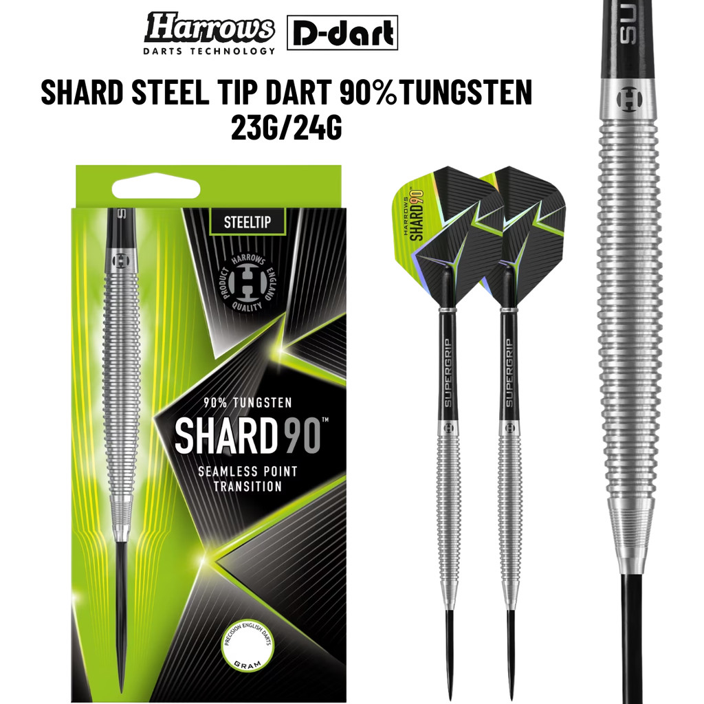 HARROWS STEEL TIP DARTS - 23G/24G SHARD 90% TUNGSTEN STEEL TIP DART SET