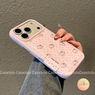 เคสหนังลาย คิตตี้ โบว์สีชมพู เคสนิ่มกันกระแทก สำหรับ iPhone 13 Pro 17 11 14 12 X/Xr/Xs/Xs Max 15 Pro Max 16 Plus ทุกรุ่น