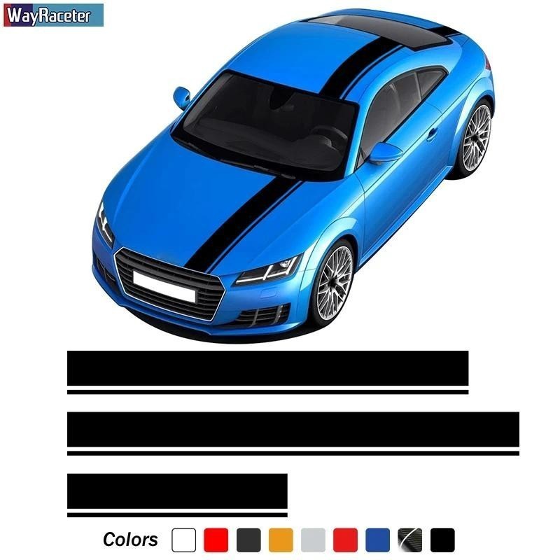 รถ Hood Decal ฝาครอบเครื่องยนต์หลังคาด้านหลัง Trunk Body Kit Stripes สติกเกอร์สําหรับ Audi TT MK1 MK