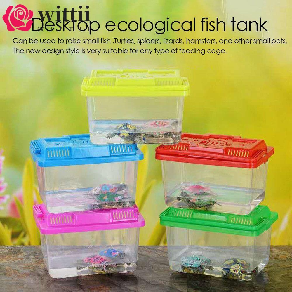 WITTII ถังปลาทองแบบพกพากรงชามให้อาหารเต่าถัง