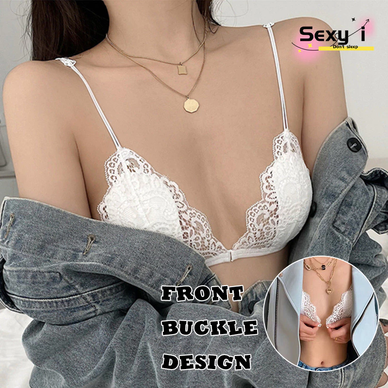 ลูกไม้ ชุดชั้นใน sexy สายสะพายไหล่บาง; ดีไซน์แบบตะขอหน้า; แผ่นรองทรงสามเหลี่ยม bra ส่งไวจากไทย