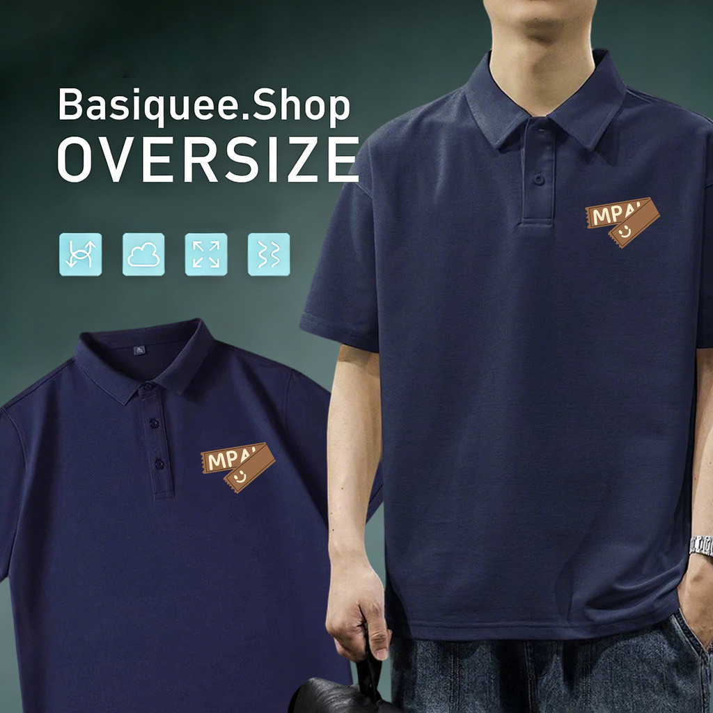👔ChillTee👔เสื้อโปโล POLOมินิมอล พิมพ์ลาย‘’Smile MPA ’ คอปกแขนสั้น slim fitเสื้อ ผู้ชาย【COD】