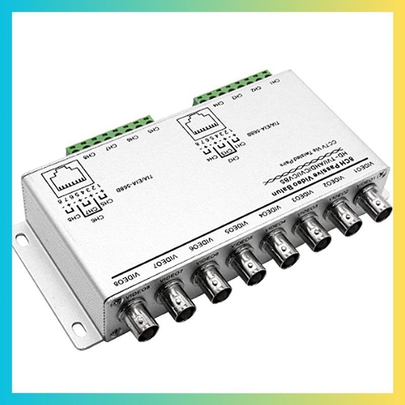 8-CH UTP 720P/1080P HD Passive Video Balun Transceiver,BNC ถึง Cat5/5E/6 RJ45 (T568B) UTP Cable Conv