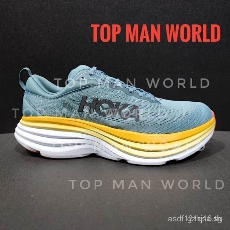 H-0-KA Bondi 8 รองเท้าวิ่งสำหรับผู้ชาย สีฟ้าน้ำตก กว้างสบาย