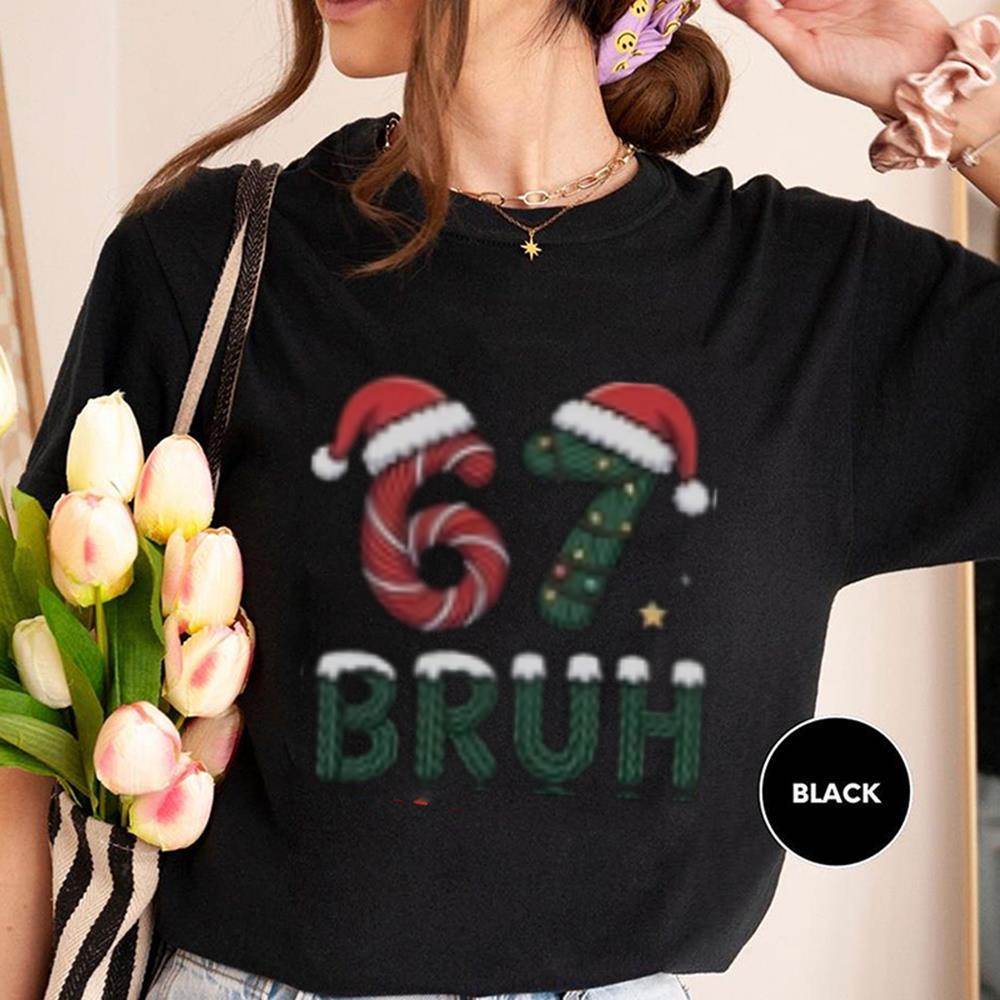 เสื้อยืดวินเทจ Bruh 67 Six Seven 6 7 Meme Christmas Funny T-shirt