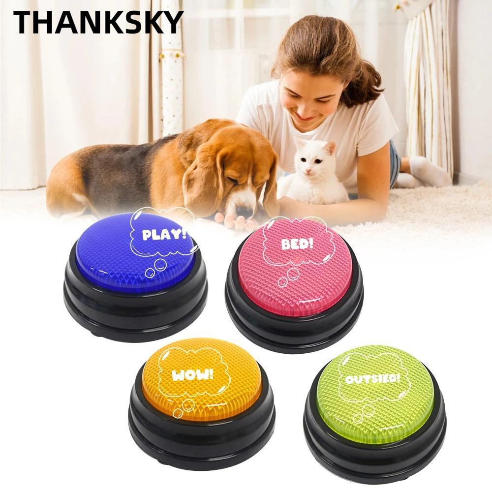 THANKSKY 4 ชิ้นเกม Buzzers, 4 สีพร้อมไฟและเสียงคําตอบ, เกม Trivia ครอบครัว Feud Jeopardy Buzzer สําห