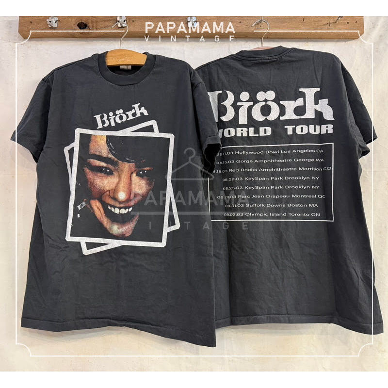 BJORK WORLD TOUR Bio Wash Bootleg เสื้อวินเทจ เสื้อทัวร์ papamama vintage shirt