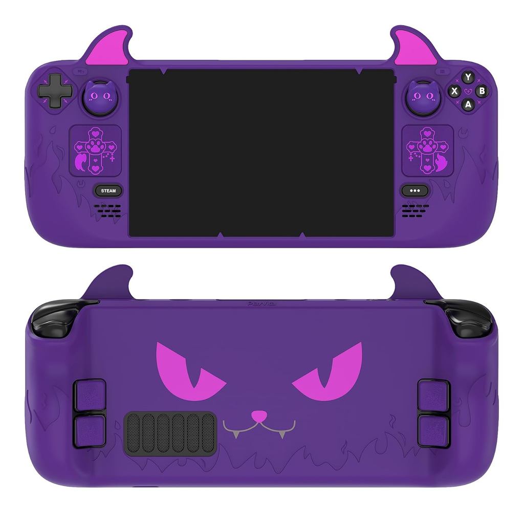 PlayVital น่ารัก Demon สําหรับ Steam Deck LCD & OLED, Kawaii Anti-Slip Protector สําหรับ Steam Deck 