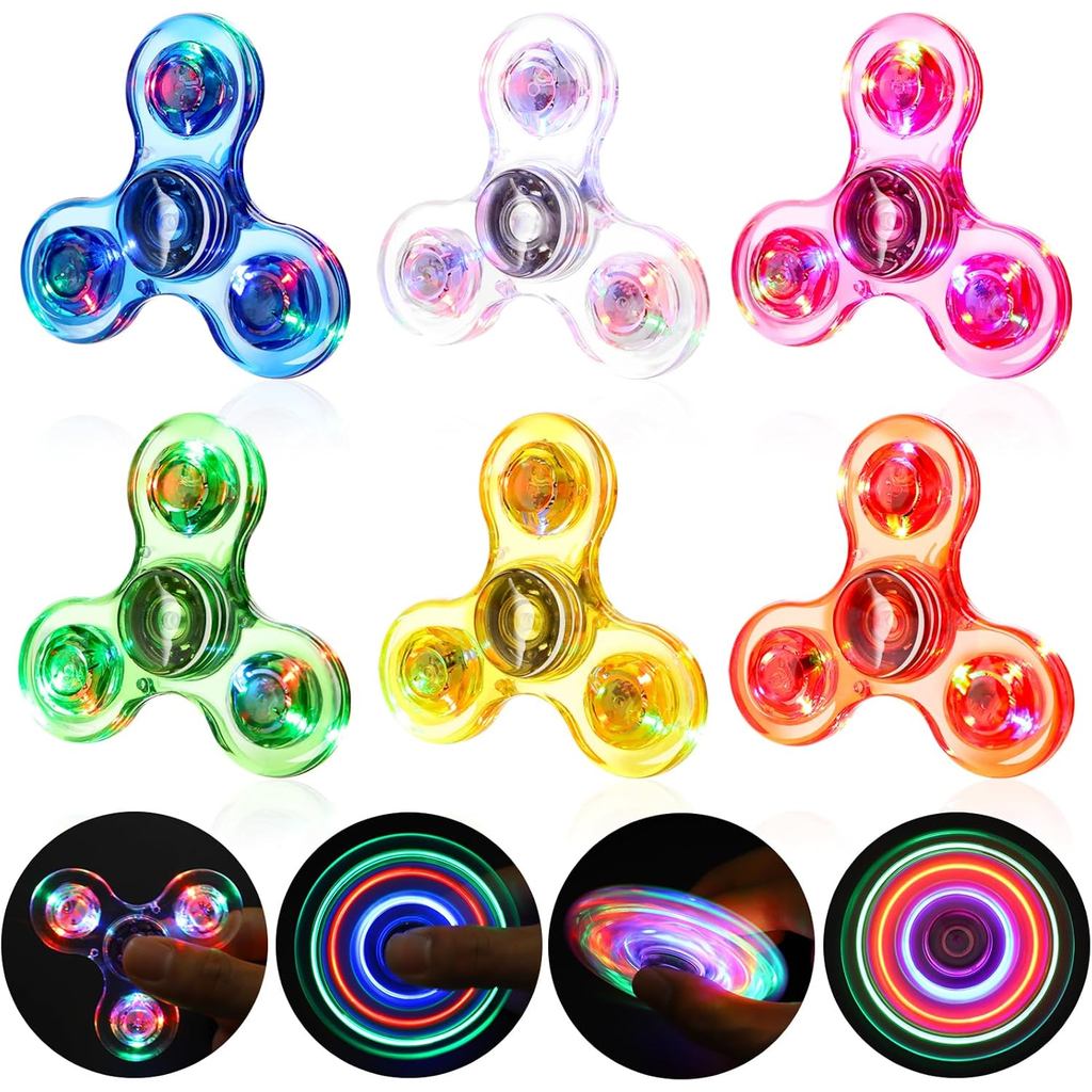 Gigilli Fidget Spinners 6 ชิ้น, เด็กคริสต์มาส Stocking Stuffers ของขวัญ Light Up Fidget ของเล่นจํานว