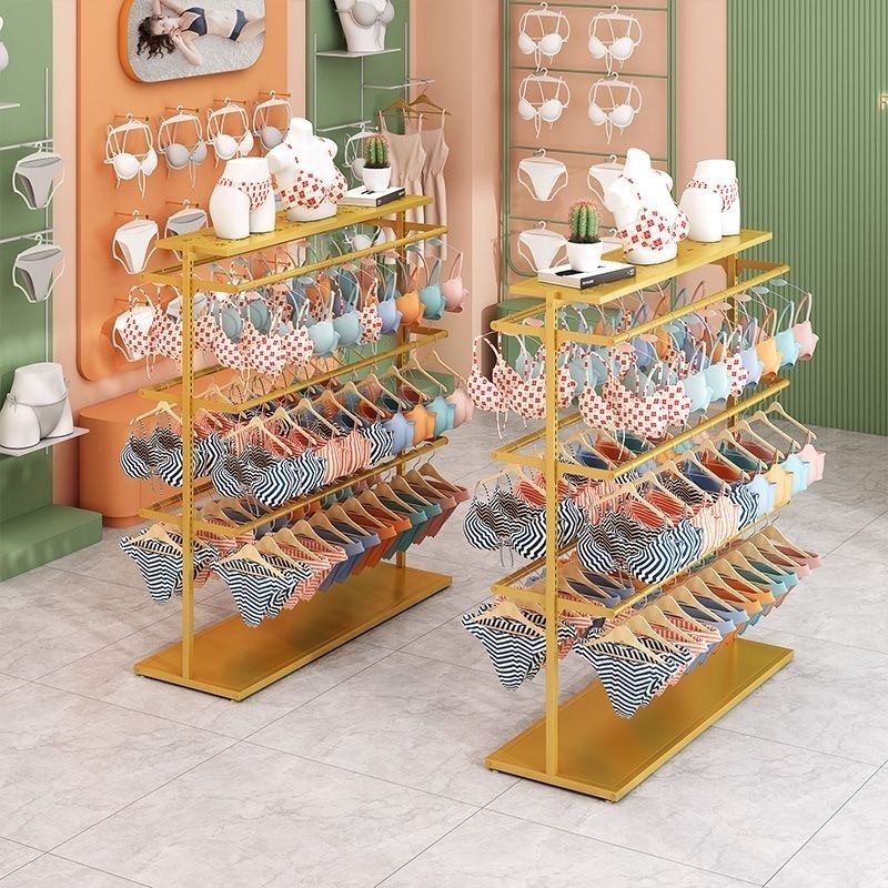 Display rack clothing store island display rack clothes drying rack clothes display rack shelf doubl