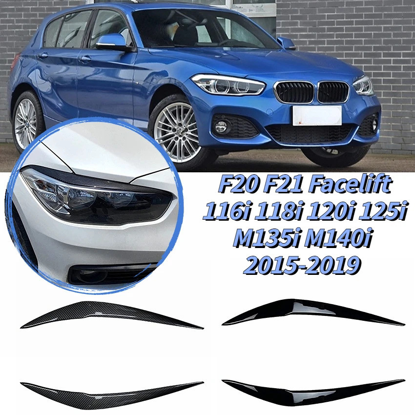 2pcs ABS Gloss Evil Headlight Eyebrows Eyelid for BMW 1er F20 F21 Facelift 116i 118i 120i 125i M135i