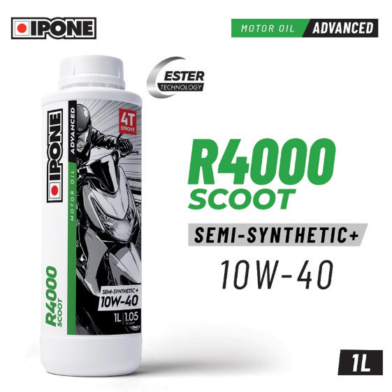 IPONE R4000 SCOOTER น้ํามันเครื่อง 4T SEMI SYNTHETIC [ 10W40 ] 10 W 40 / 10W-40 * 1L *